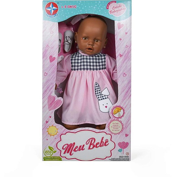 Boneca Meu Bebê Negra 60CM com Cheirinho, Roupas Finas e Acessórios