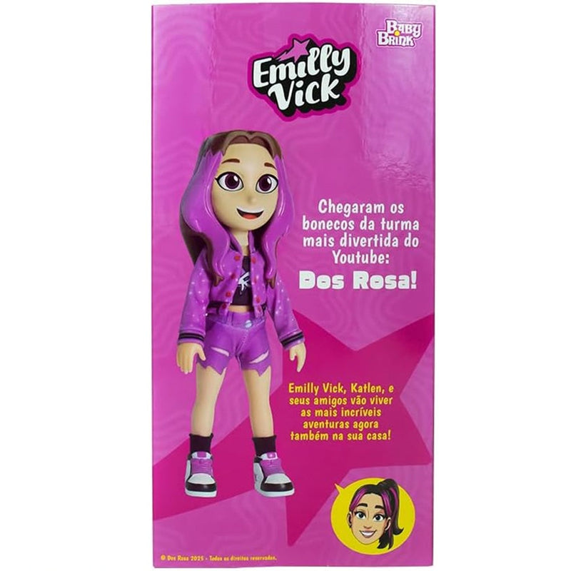 Boneca Emilly Vick Dos Rosa Youtuber Vinil 25cm